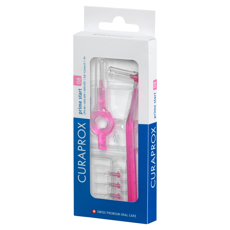 Curaprox CPS 08 Prime Start, szczoteczki międzyzębowe – 5 szt.+ uchwyt UHS 470 – 1 szt. + uchwyt UHS 409 – 1 szt.