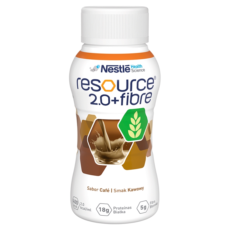 Zestaw Resource 2.0 FIBRE smak kawowy , płyn w stanach niedożywienia, 4 x 200 ml