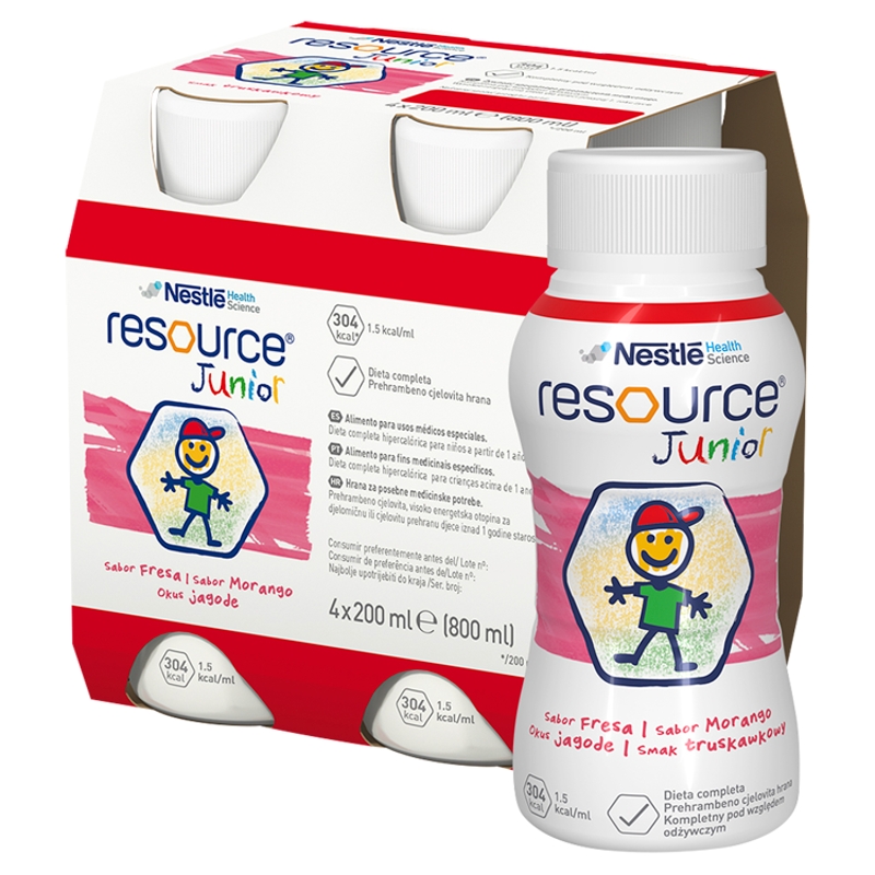 Resource Junior , płyn odżywczy dla dzieci powyżej 1 roku życia, 4 x 200 ml