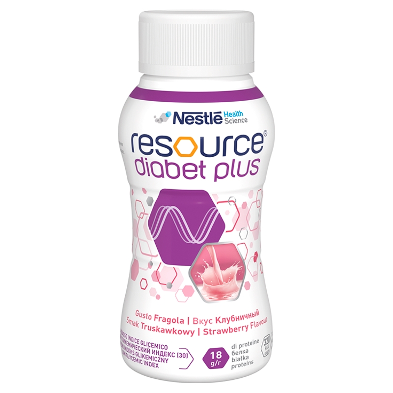 Resource Diabet Plus, truskawkowy, 4 x 200 ml