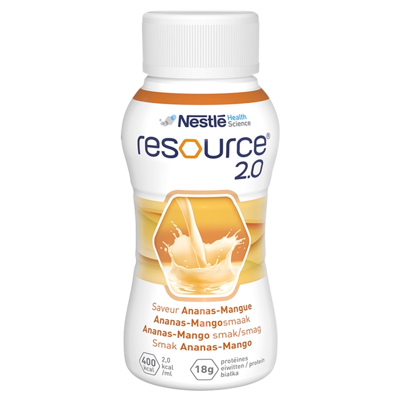 Zestaw Resource 2.0 smak ananas-mango , płyn w stanach niedożywienia, 4 x 200 ml