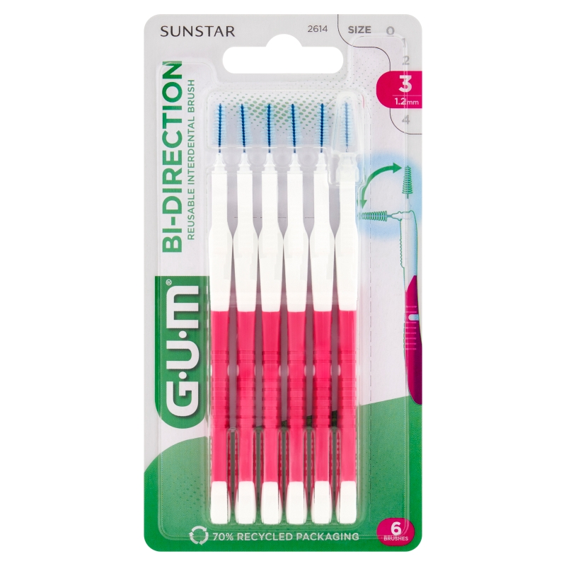 SUNSTAR GUM BI-DIRECTION, szczoteczka międzyzębowa 1,2 mm, 6 szt.