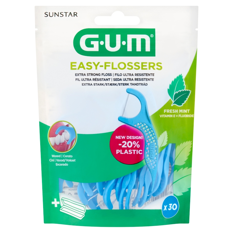 SUNSTAR GUM EASY-FLOSSERS nić dentystyczna miętowa, 30 szt.