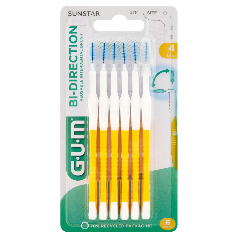 SUNSTAR GUM BI-DIRECTION, szczoteczka międzyzębowa 1,4 mm, 6 szt.