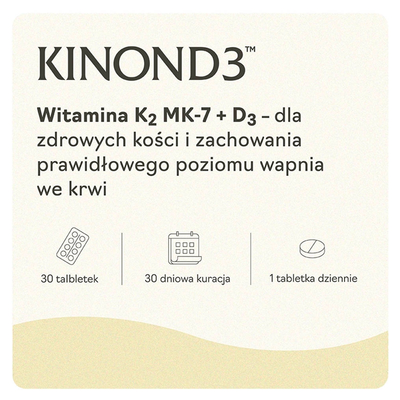 Kinon D3, tabletki z witaminami D3 i K2 wzmacniającymi kości, 30 szt.