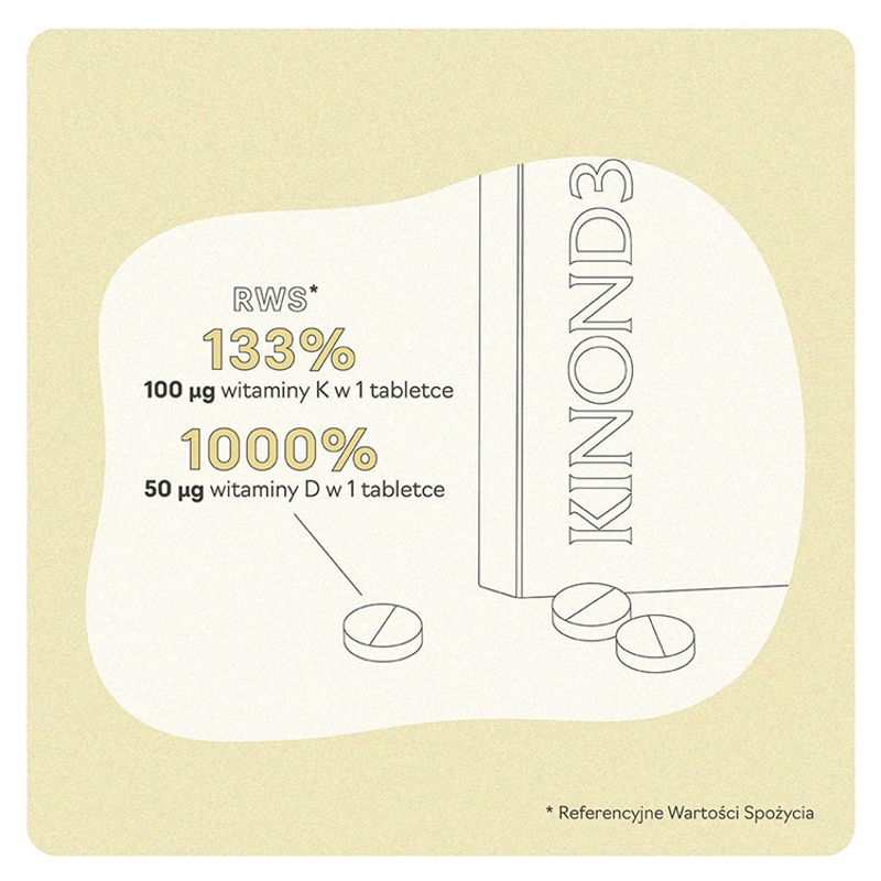 Kinon D3, tabletki z witaminami D3 i K2 wzmacniającymi kości, 30 szt.