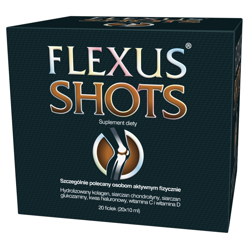Flexus Shots, płyn z zestawem witamin dla osób aktywnych fizycznie, 20 fiolek po 10 ml