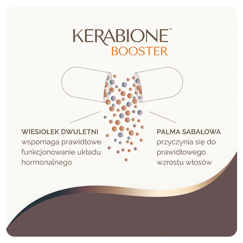 Kerabione Booster, kapsułki ze składnikami wspomagającymi wzrost włosów, 30 szt.