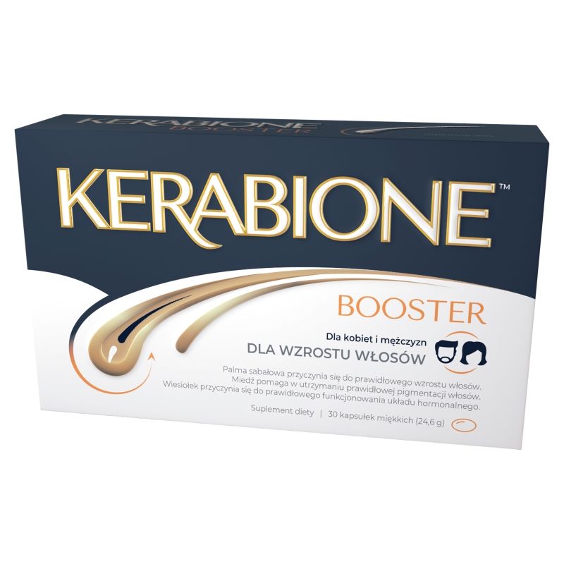 Kerabione Booster kapsułki ze składnikami wspomagającymi wzrost włosów, 30 szt.
