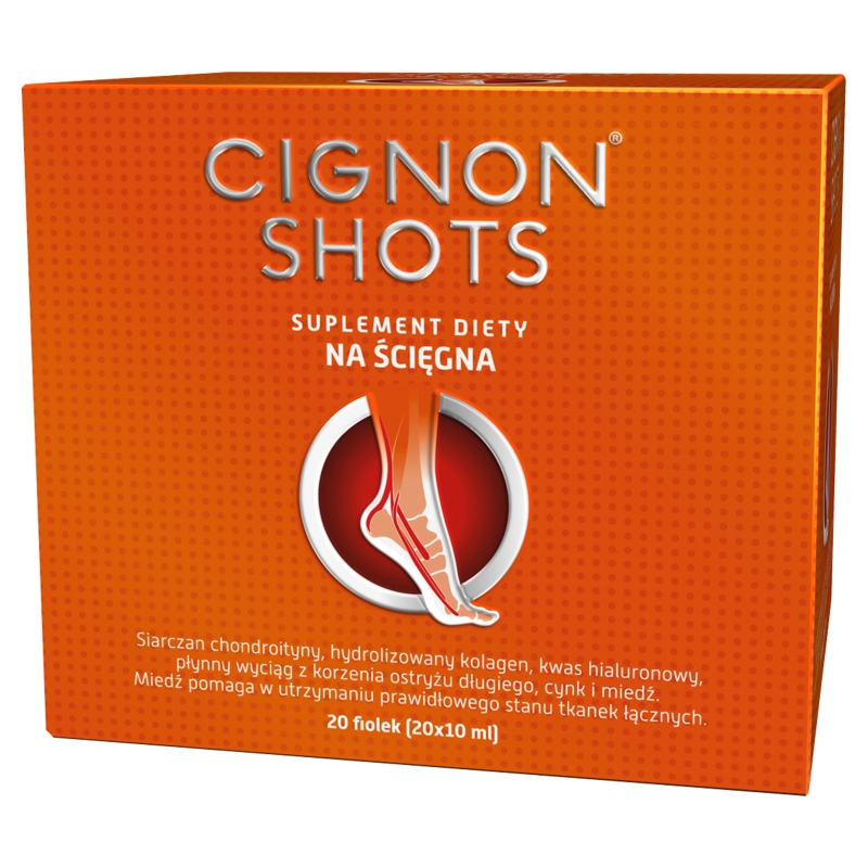 Cignon Shots płyn ze składnikami wspomagającymi prawidłowe funkcjonowanie ścięgien, 20 fiolek po 10 ml