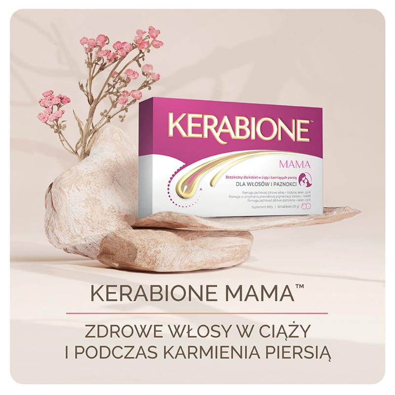 Kerabione Mama, tabletki ze składnikami wzmacniającymi włosy i paznokcie dla kobiet w ciąży, 60 szt.