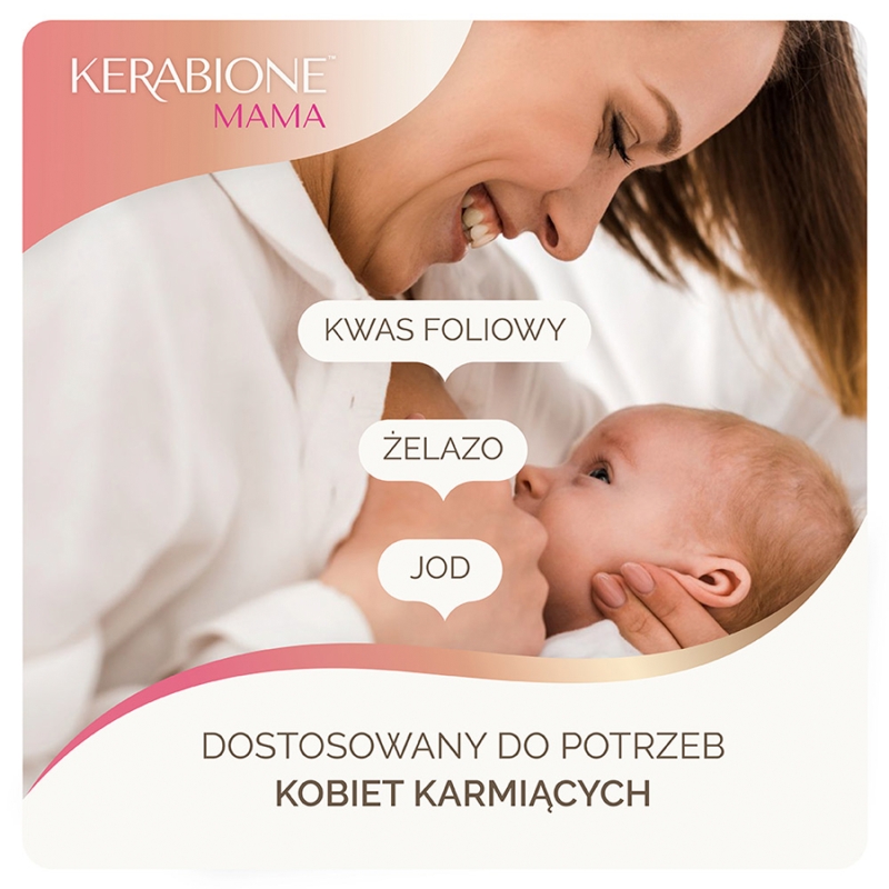 Kerabione Mama, tabletki ze składnikami wzmacniającymi włosy i paznokcie dla kobiet w ciąży, 60 szt.