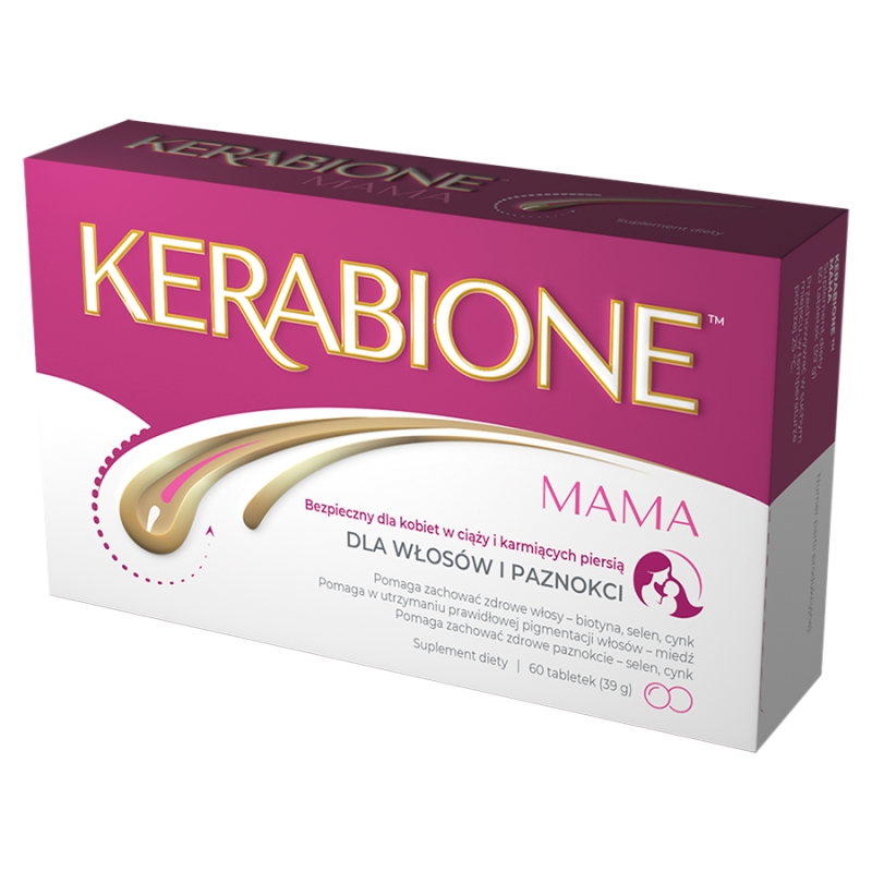 Kerabione Mama, tabletki ze składnikami wzmacniającymi włosy i paznokcie dla kobiet w ciąży, 60 szt.