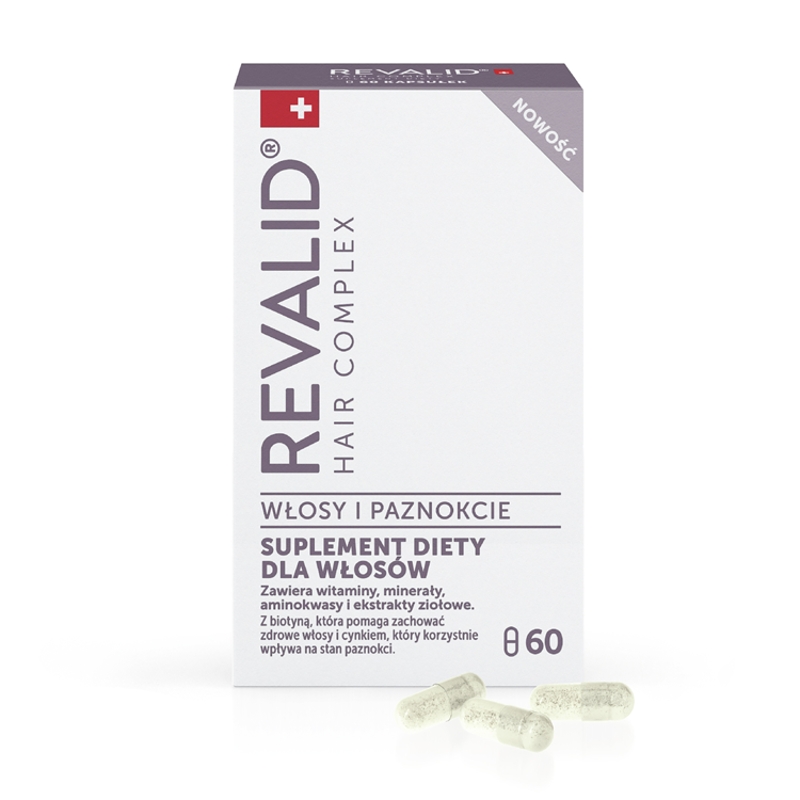 Revalid Hair Complex, kapsułki dla osób chcących zadbać o zdrowe włosy i paznokcie, 60 szt.