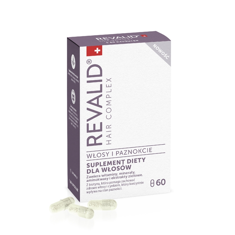 Revalid Hair Complex, kapsułki dla osób chcących zadbać o zdrowe włosy i paznokcie, 60 szt.