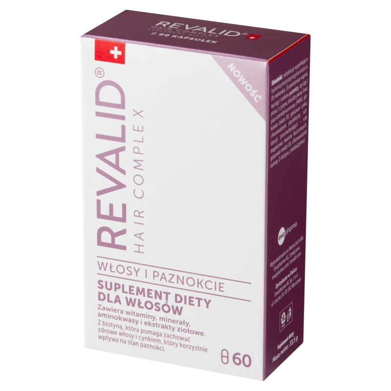 Revalid Hair Complex, kapsułki dla osób chcących zadbać o zdrowe włosy i paznokcie, 60 szt.