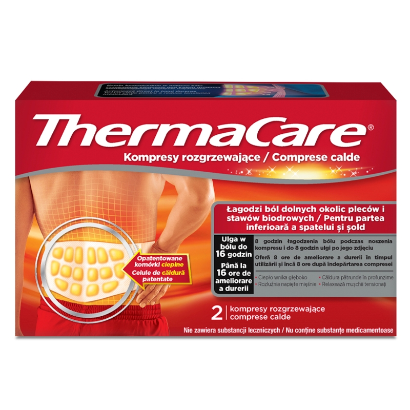ThermaCare , kompresy rozgrzewające łagodzące ból dolnych okolic pleców, 2 szt.