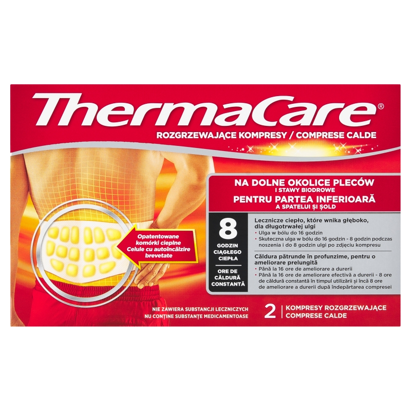 ThermaCare , kompresy rozgrzewające łagodzące ból dolnych okolic pleców, 2 szt.