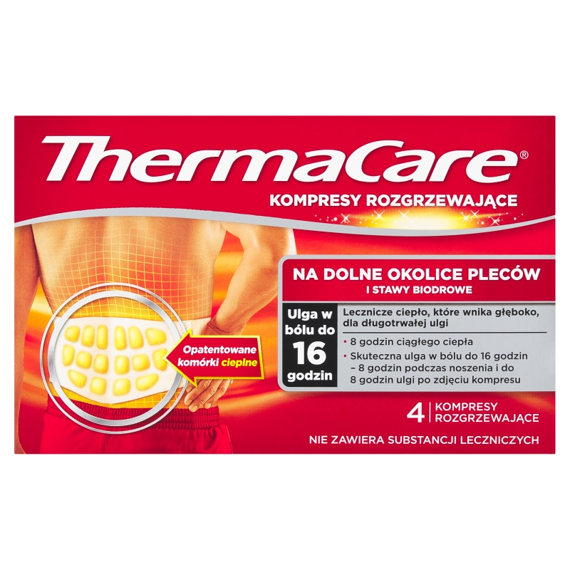 ThermaCare, kompresy rozgrzewające łagodzące ból dolnych okolic pleców, 4 szt.