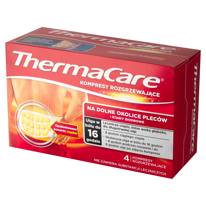 ThermaCare, kompresy rozgrzewające łagodzące ból dolnych okolic pleców, 4 szt.