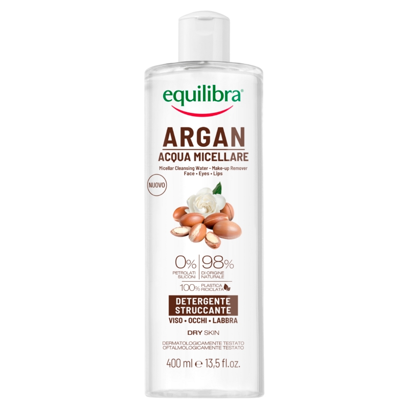 Equilibra Argan, płyn miceralny do oczyszczania twarzy, 400 ml