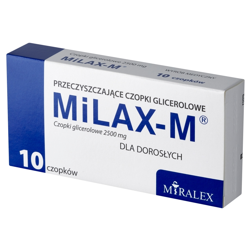 Milax-M 2500 mg, przeczyszczające czopki glicerolowe, 10 szt.