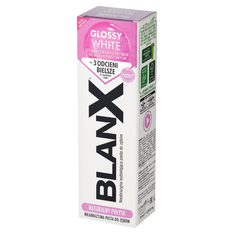 Blanx Glossy White, pasta do zębów wybielająca, 75 ml