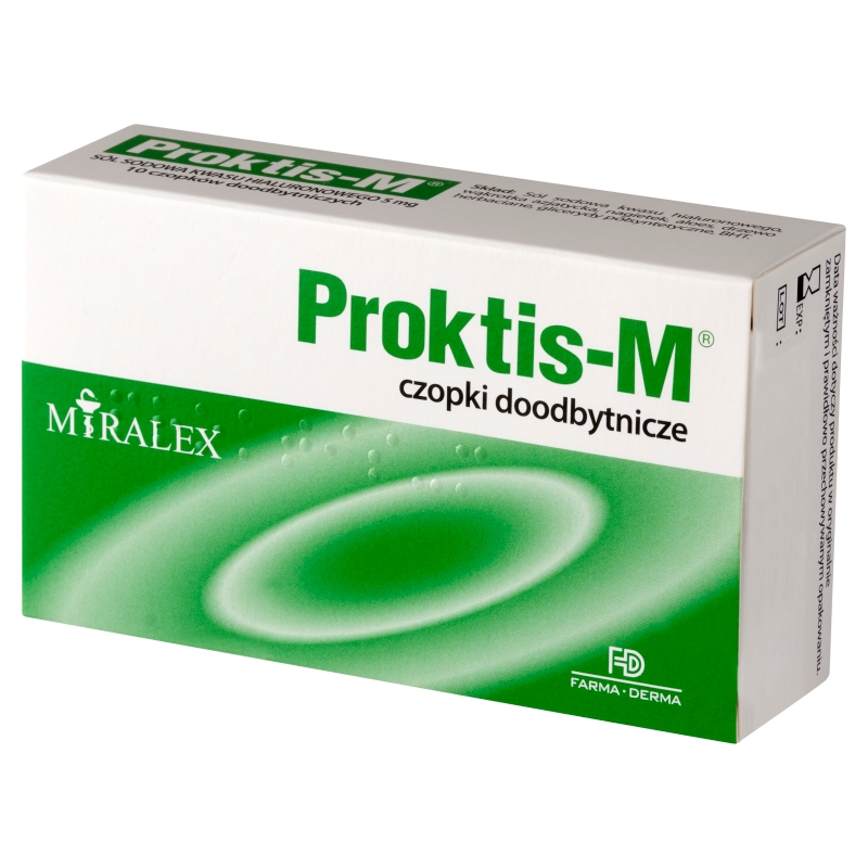 Proktis-M, czopki doodbytnicze wspierające regenerację błony śluzowej odbytu, 10 szt.