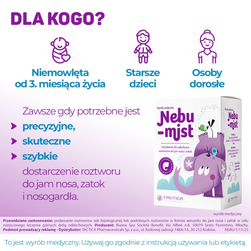 Nebu-Mist, urządzenie do nebulizacji roztworów do jam nosa i zatok, 1 szt.