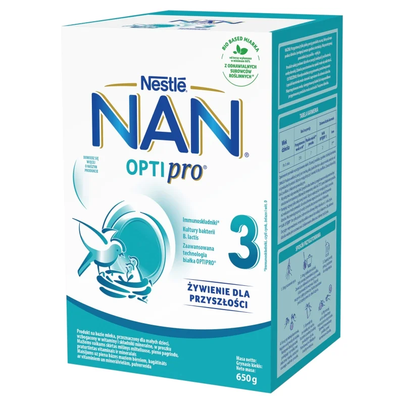 NAN Optipro 3 , mleko modyfikowane dla dzieci po 1 roku życia, 650 g