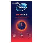 Unimil Max Love prezerwatywy z żelem opóźniającym, 12 szt.