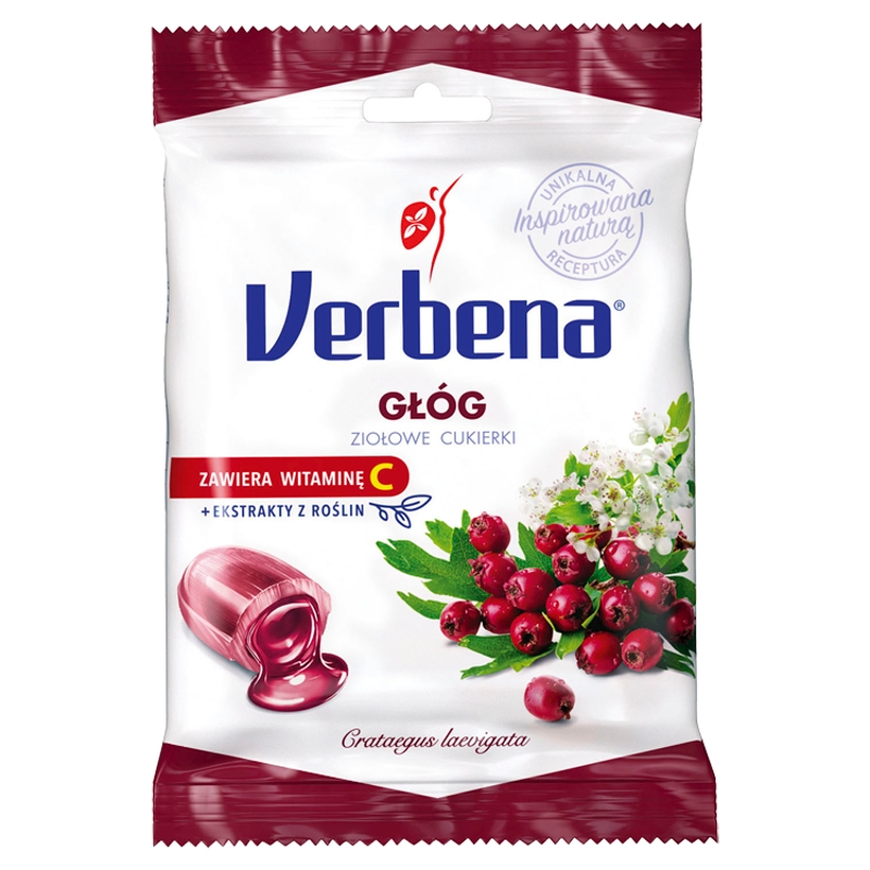 Cukierki Verbena Ziołowe z Głogiem, wspomagające w dolegliwościach związanych z sercem i naczyniami krwionośnymi, 60 g