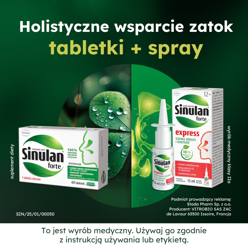 Sinulan Forte, tabletki ze składnikami wspierającymi odporność i drogi oddechowe, 60 szt.