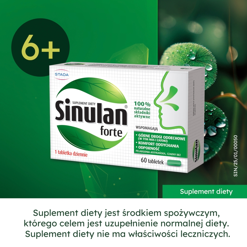 Sinulan Forte, tabletki ze składnikami wspierającymi odporność i drogi oddechowe, 60 szt.