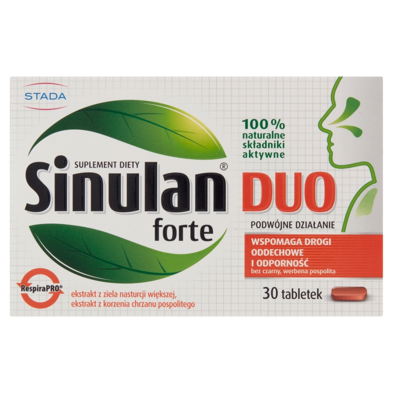 Sinulan Duo Forte, tabletki ze składnikami wspierającymi odporność i drogi oddechowe, 30 szt.