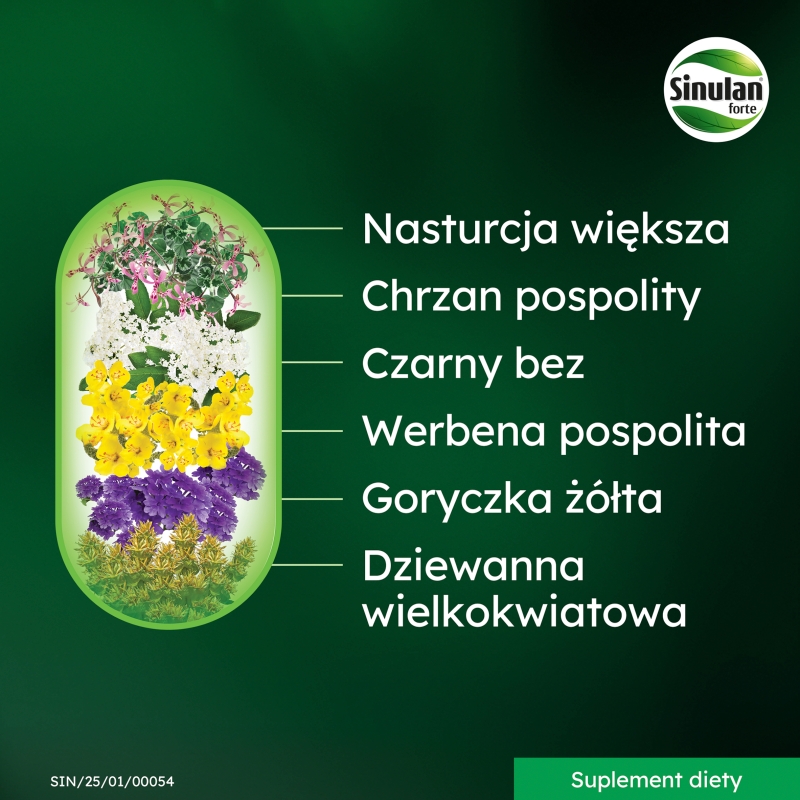 Sinulan Duo Forte, tabletki powlekane ze składnikami wspierającymi drogi oddechowe i odporność, 60 szt.