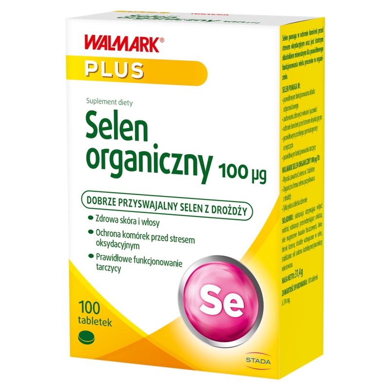 Selen organiczny, tabletki ze składnikami wspomagającymi odporność, zdrowe włosy i paznokcie, 100 szt.