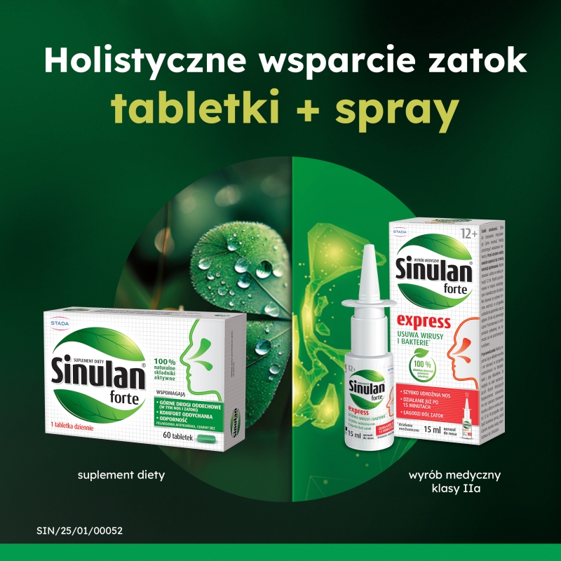 Sinulan Express Forte, aerozol udrażniający nos, łagodzący ból zatok, butelka 15 ml