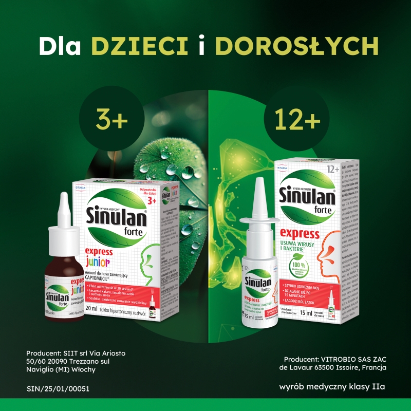 Sinulan Express Forte Junior, aerozol udrażniający nos dla dzieci, 20 ml