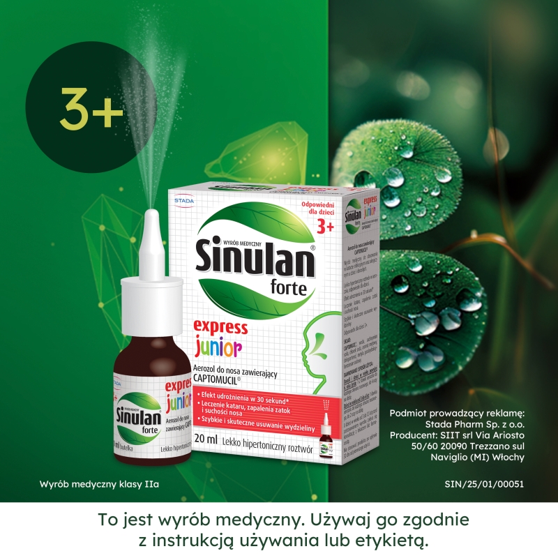 Sinulan Express Forte Junior, aerozol udrażniający nos dla dzieci, 20 ml