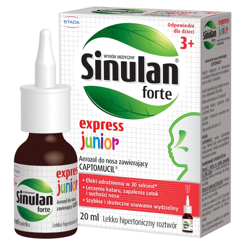 Sinulan Express Forte Junior, aerozol udrażniający nos dla dzieci, 20 ml