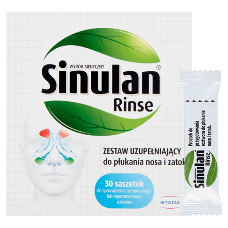 Sinulan Rinse , zestaw uzupełniający do płukania nosa i zatok, 30 sasz.