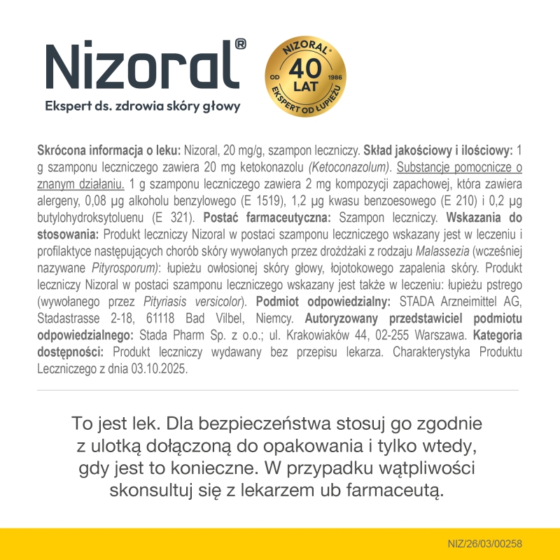 Nizoral Daily Care, Szampon do włosów z tendencją do łupieżu, 200 ml