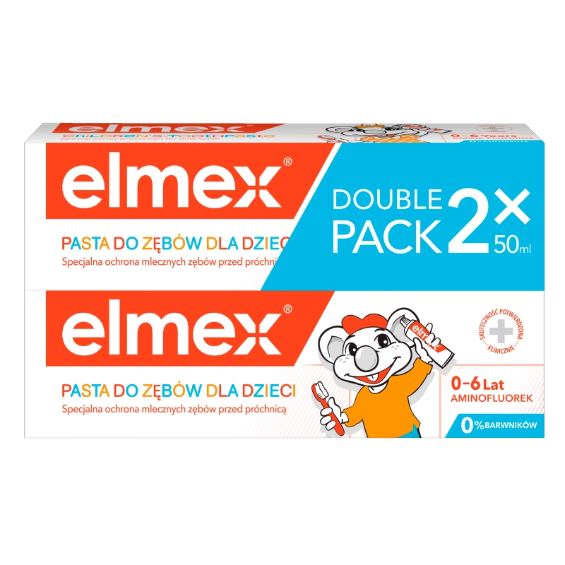Elmex Pasta do zębów dla dzieci, ochraniająca zęby mleczne przed próchnicą, 2 szt.