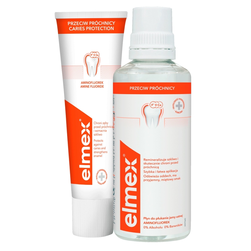 Elmex SuperSET Przeciw Próchnicy, zestaw: pasta, 75 ml + płyn do płukania jamy ustnej, 400 ml