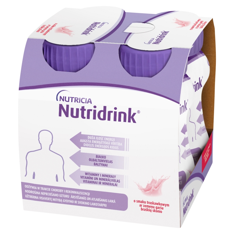 Nutridrink , o smaku truskawkowym, 4 x 125 ml