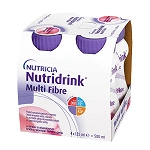 Nutridrink Multi Fibre o smaku truskawkowym, 4 x 125 ml