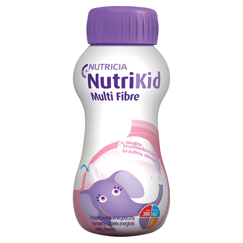 NutriKid Multi Fibre , płyn wspierający odżywianie od 1 roku życia o smaku truskawkowym, 200 ml