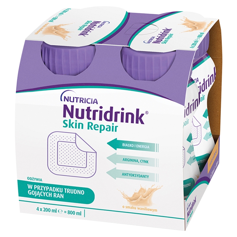Nutridrink Skin Repair , o smaku waniliowym, 4 x 200 ml