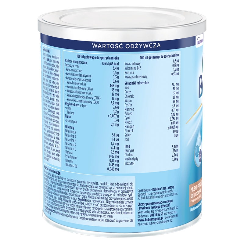 Bebilon Bez Laktozy, mleko początkowe od urodzenia, 400 g